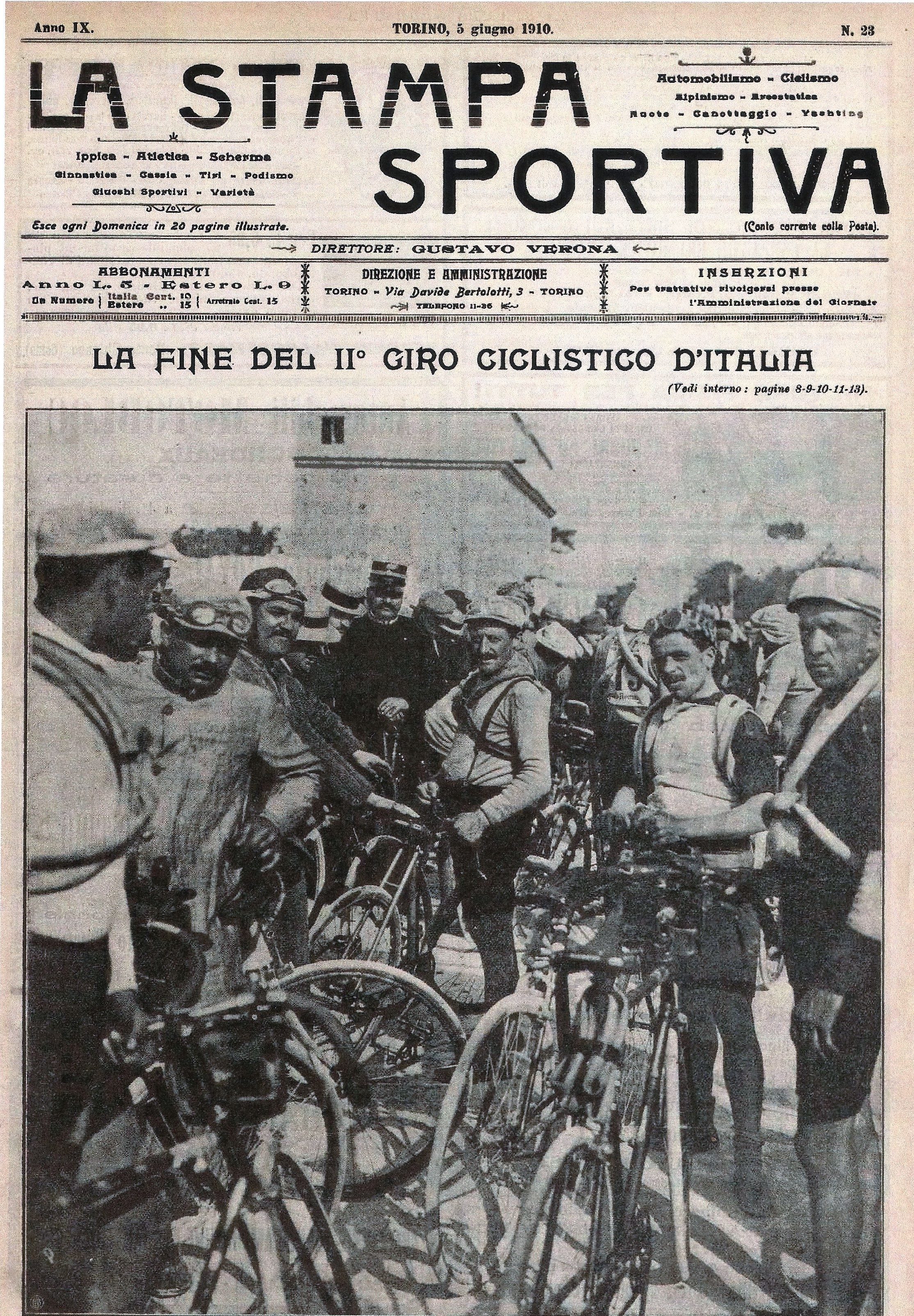 1910 - La copertina de La Stampa Sportiva dedicata al vincitore del Giro d’Italia.